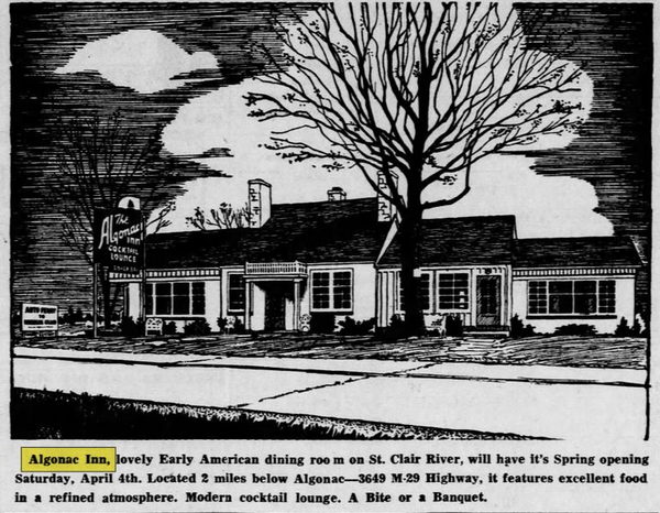 The Algonac Inn - Mar 30 1953 Article (newer photo)